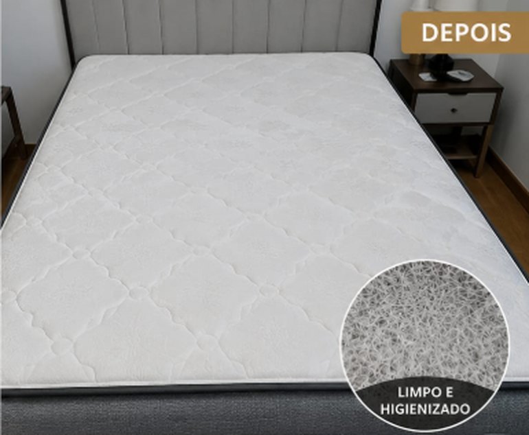Depois: colchão limpo e higienizado